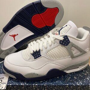 NEW Nike Air Jordan 4 Retro Midnight Navy Blue White Cement 2022